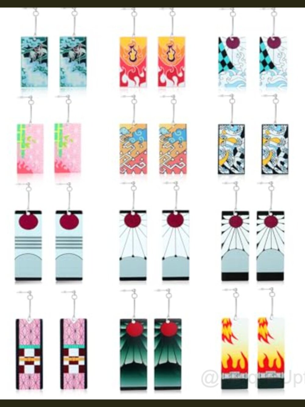 12 Pairs Anime Demon Slayer Inspired Acrylic Earrings Set Lightweight